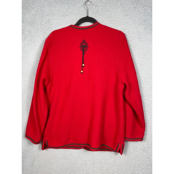 Vintage Stapf Pure New Wool Red Cardigan Sweater Size 40 - Picture 2 of 14